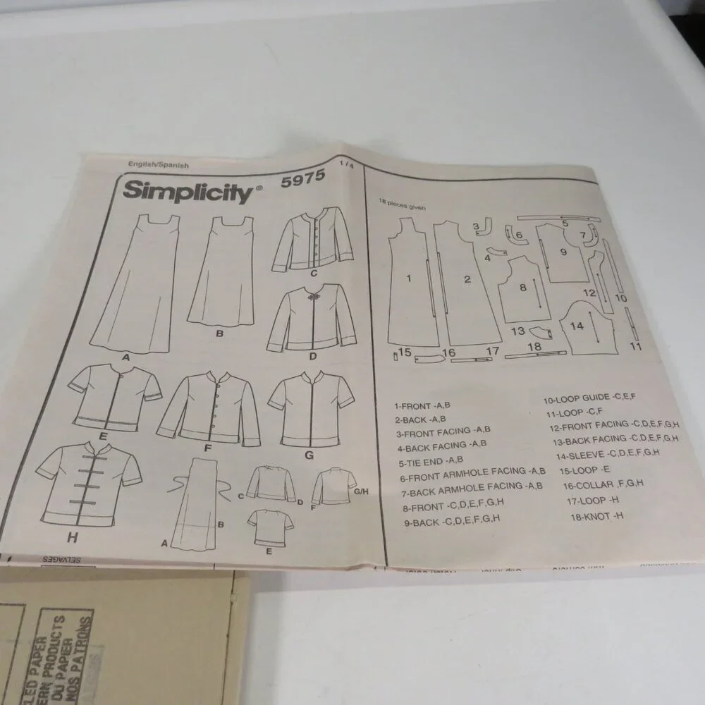 Simplicity 5975 Clothing Pattern EASY Dress & Jacket UNCUT 18W - 24W